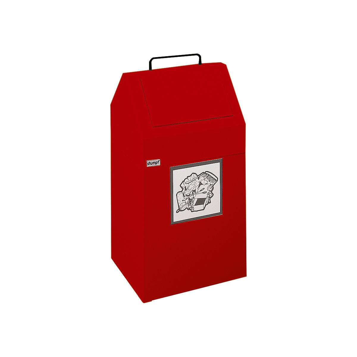 Nádoba na tříděný odpad s vhazovací klapkou, objem 45 l, š x v x h 320 x 650 x 310 mm, stacionární, červená RAL 3000-0
