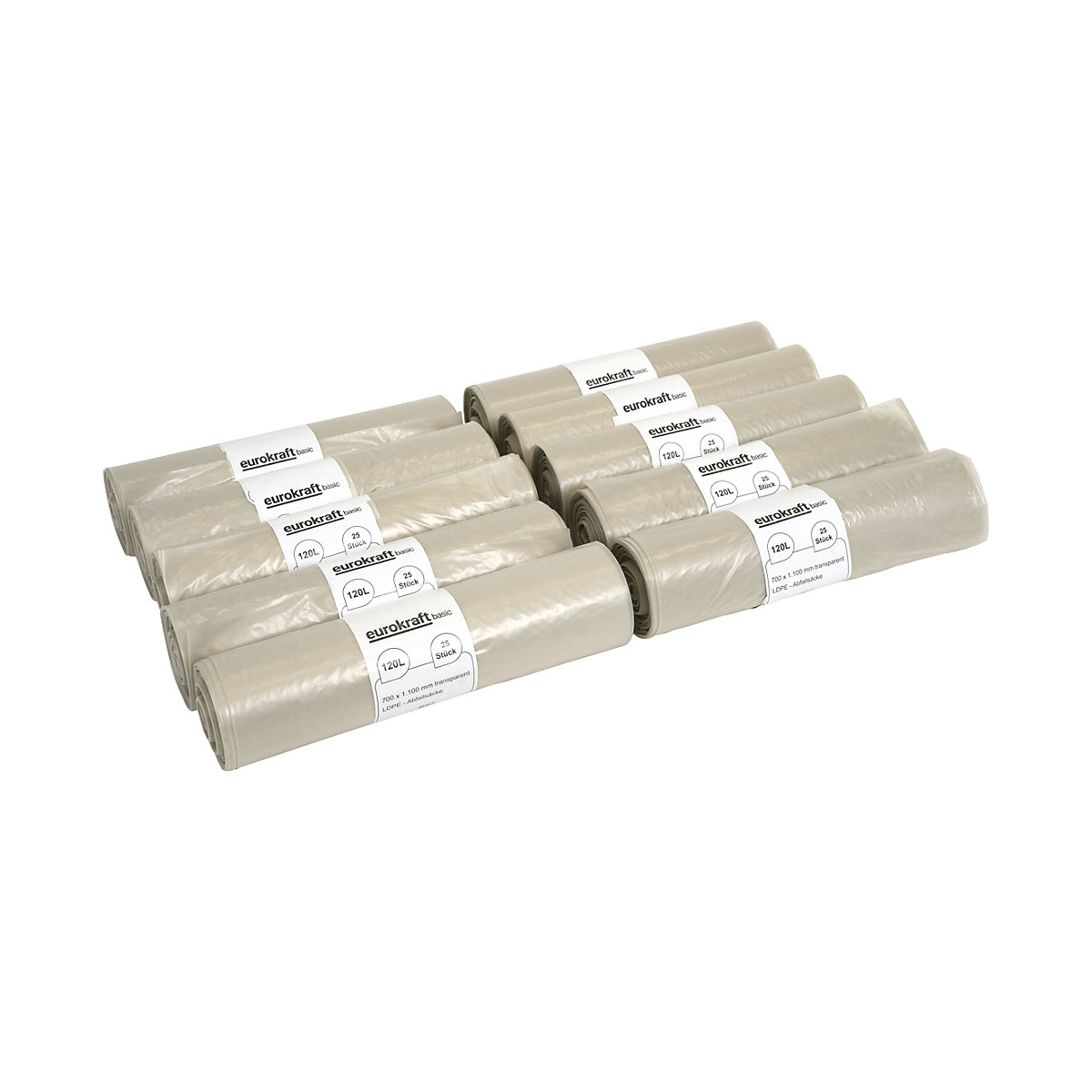 Pytle na odpad, 100% PCR LDPE, 120 l – eurokraft basic