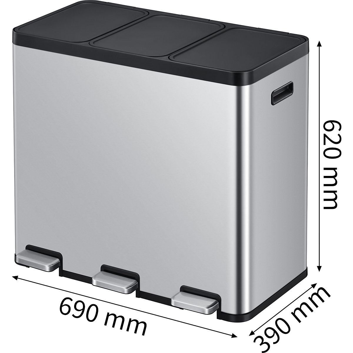Nášlapný odpadkový koš Recycler, ocel – EKO (Obrázek výrobku 3)-2