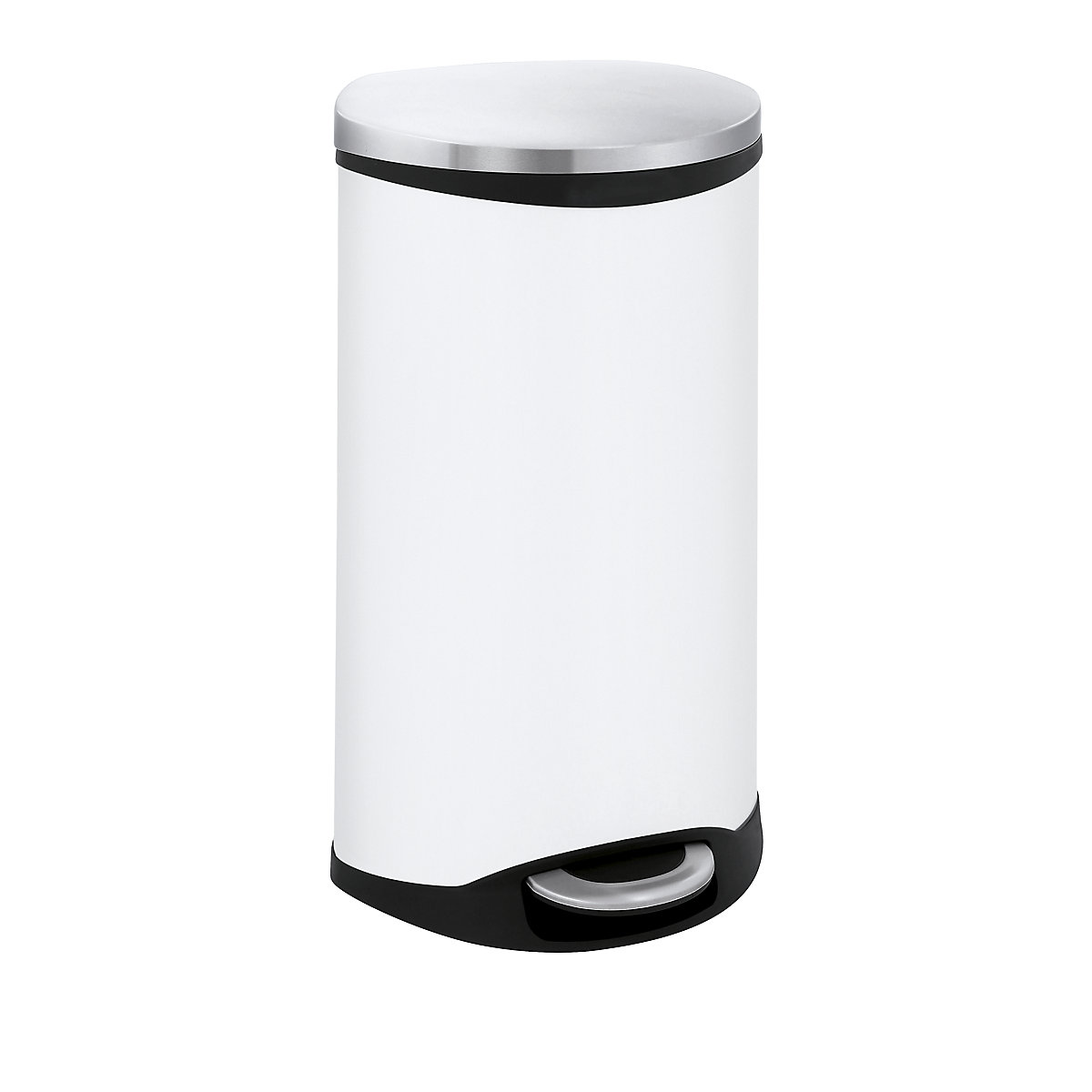 Pojemnik na odpady, otwierany pedałem, w kształcie muszli – EKO, poj. 30 l, wys. x szer. x głęb. 690 x 340 x 375 mm, korpus blacha stalowa, lakierowana na biało-0