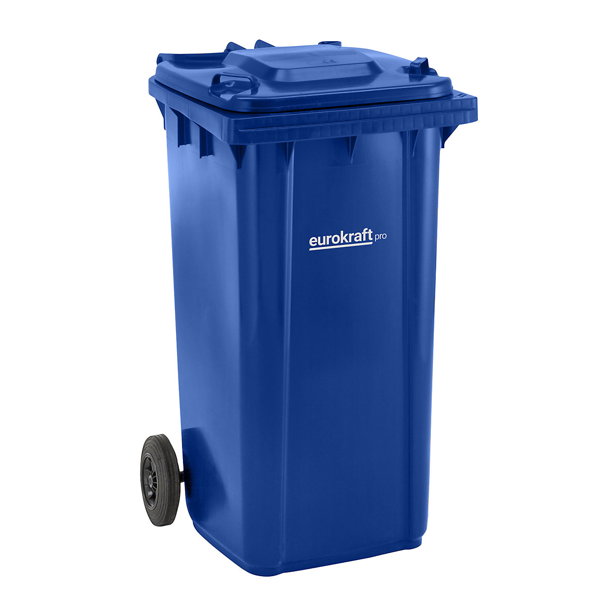 Pojemnik na odpady, z tworzywa, DIN EN 840 – eurokraft pro, poj. 240 l, szer. x wys. x głęb. 580 x 1100 x 740 mm, niebieskie-0