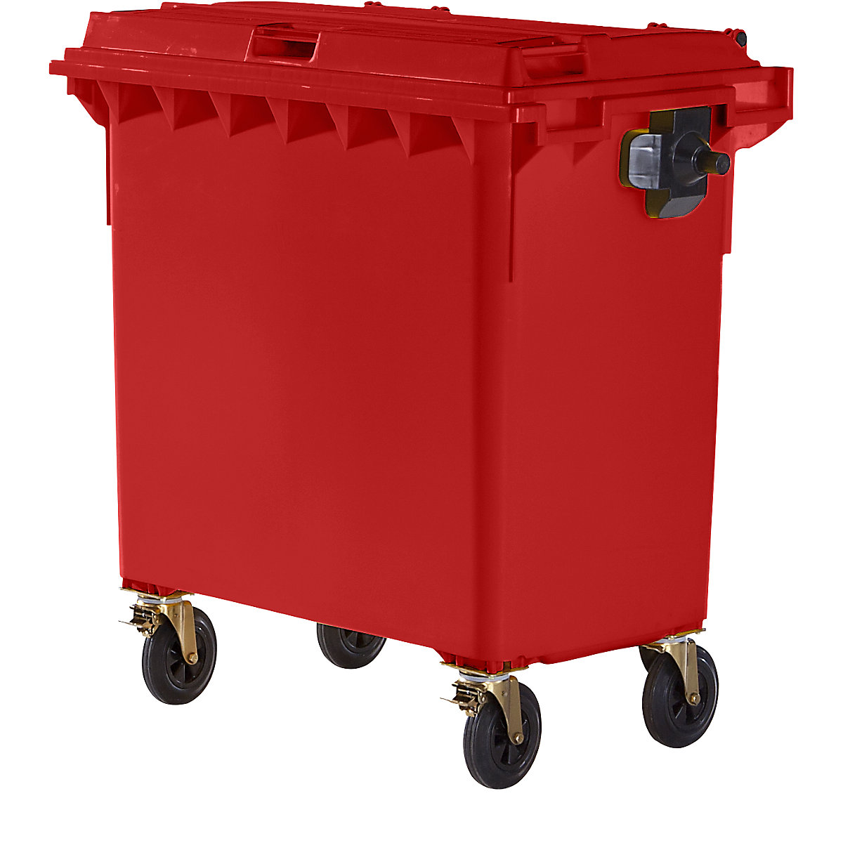 Pojemnik na odpady, z tworzywa, DIN EN 840, poj. 770 l, szer. x wys. x głęb. 1360 x 1330 x 770 mm, czerwony-0