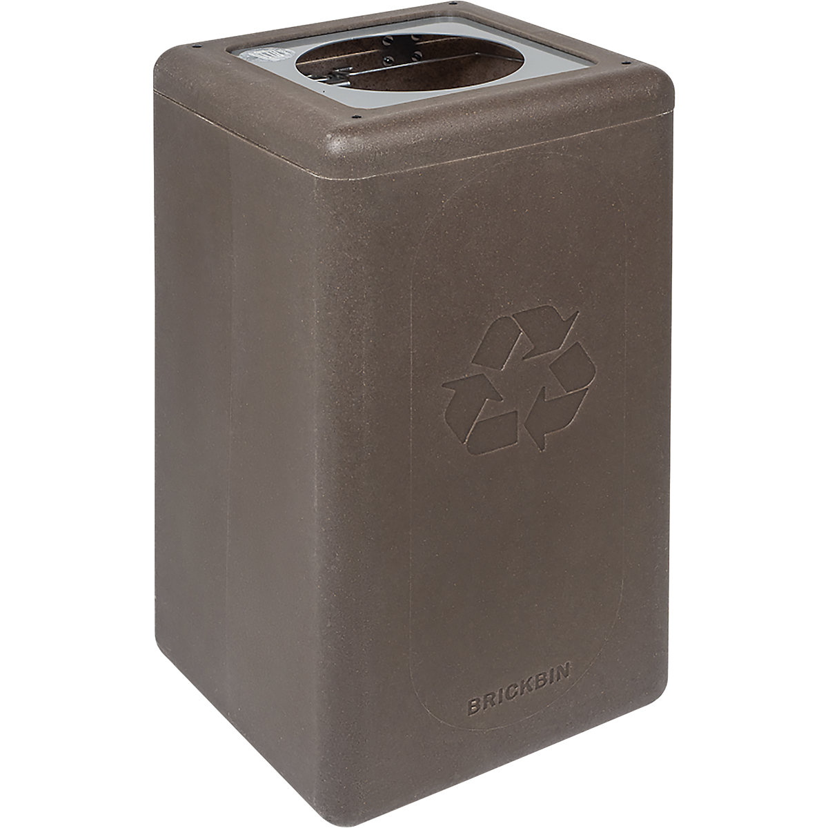Pojemnik na surowce wtórne BrickBin z fusów po kawie, poj. 65 l, brązowy, pokrywa srebrna-0