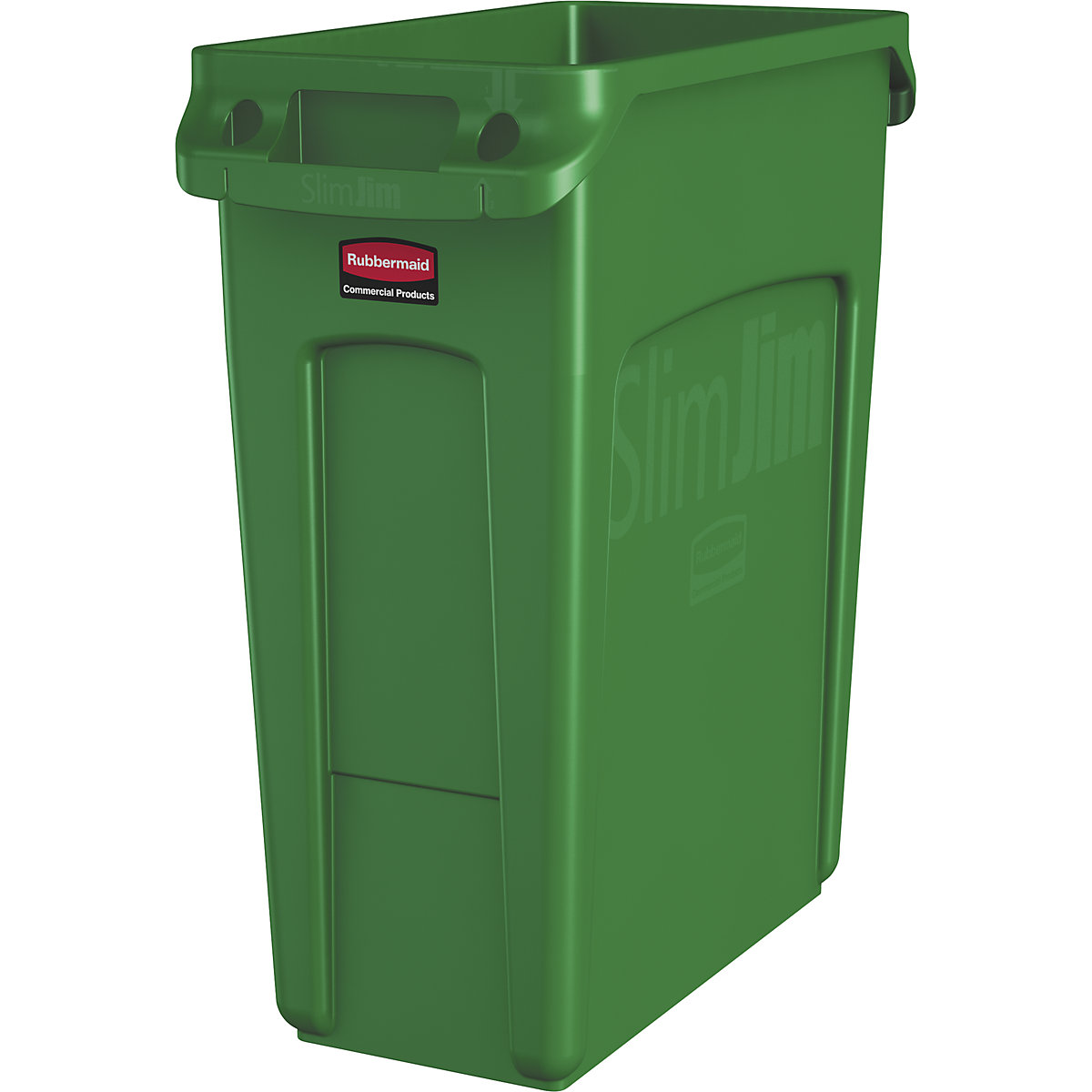 Pojemnik na surowce wtórne/pojemnik na odpady SLIM JIM® – Rubbermaid, poj. 60 l, z kanałami wentylacyjnymi, zielony-0