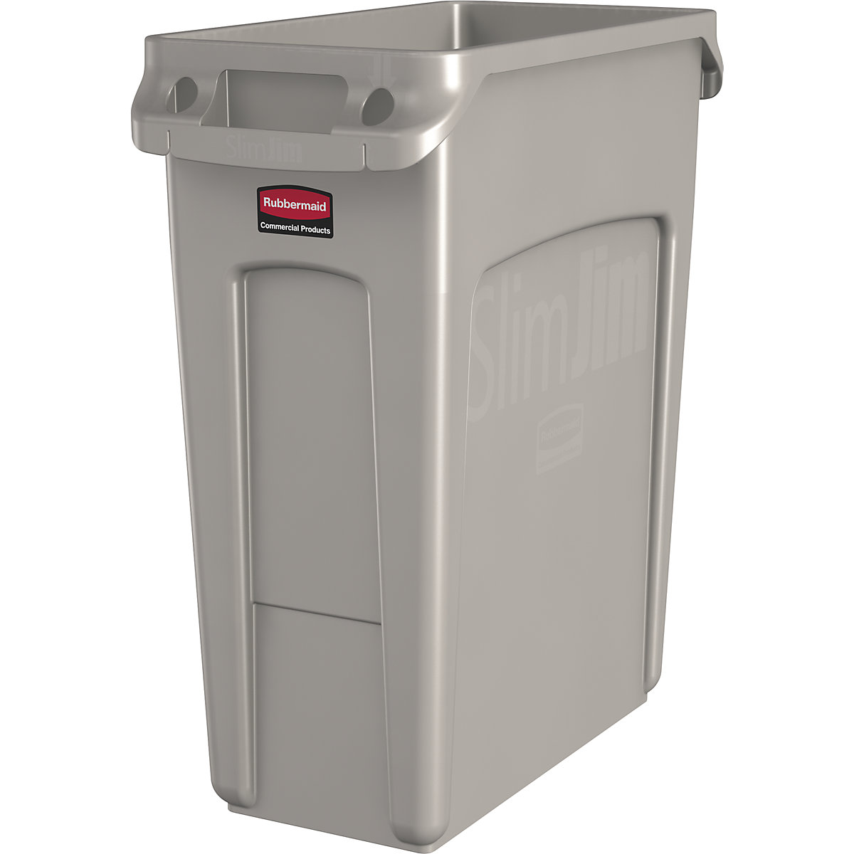 Pojemnik na surowce wtórne/pojemnik na odpady SLIM JIM® – Rubbermaid, poj. 60 l, z kanałami wentylacyjnymi, beżowy-0