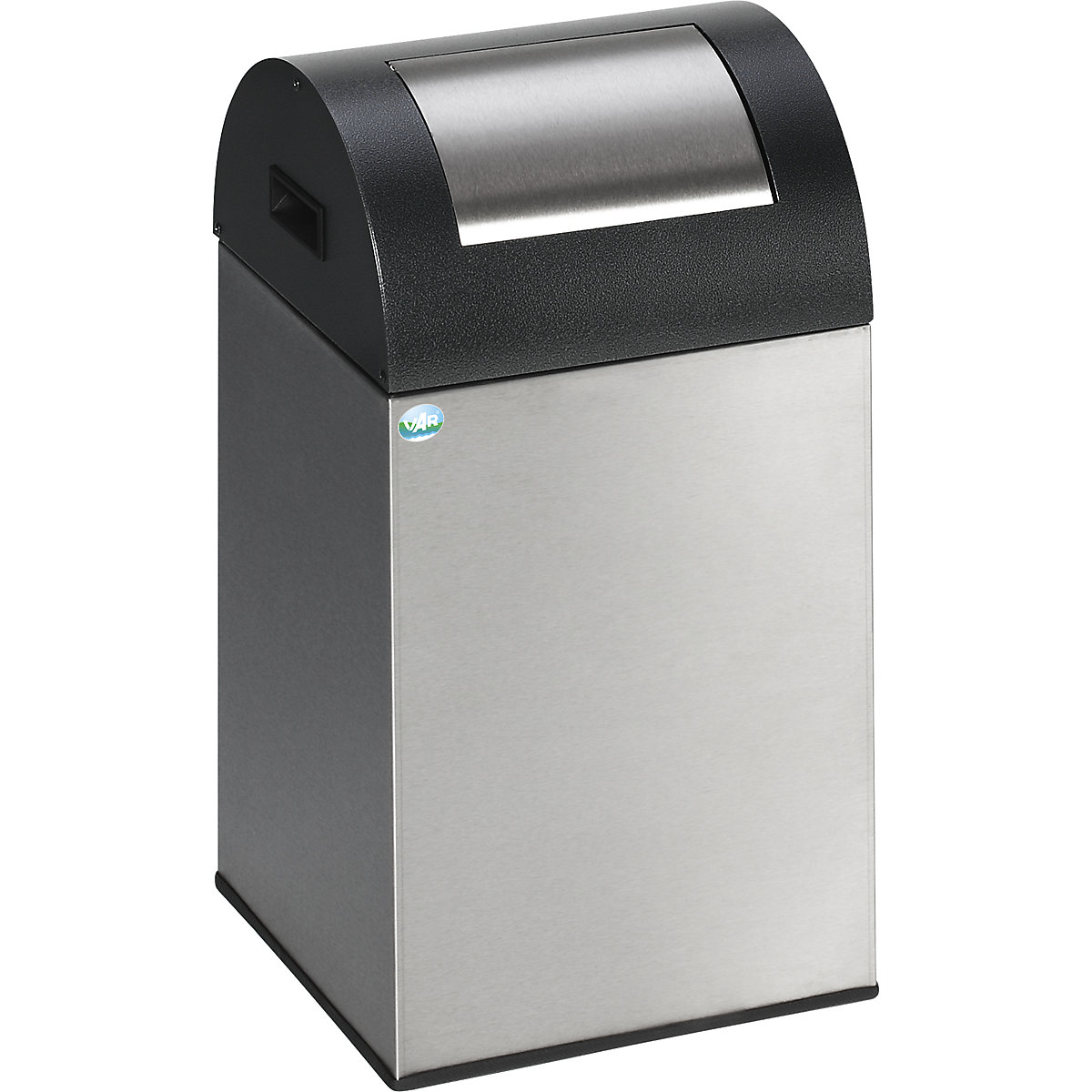 Samogaszący pojemnik na surowce wtórne – VAR, poj. 43 l, wys. x szer. x głęb. 600 x 320 x 320 mm, stal szlachetna-0