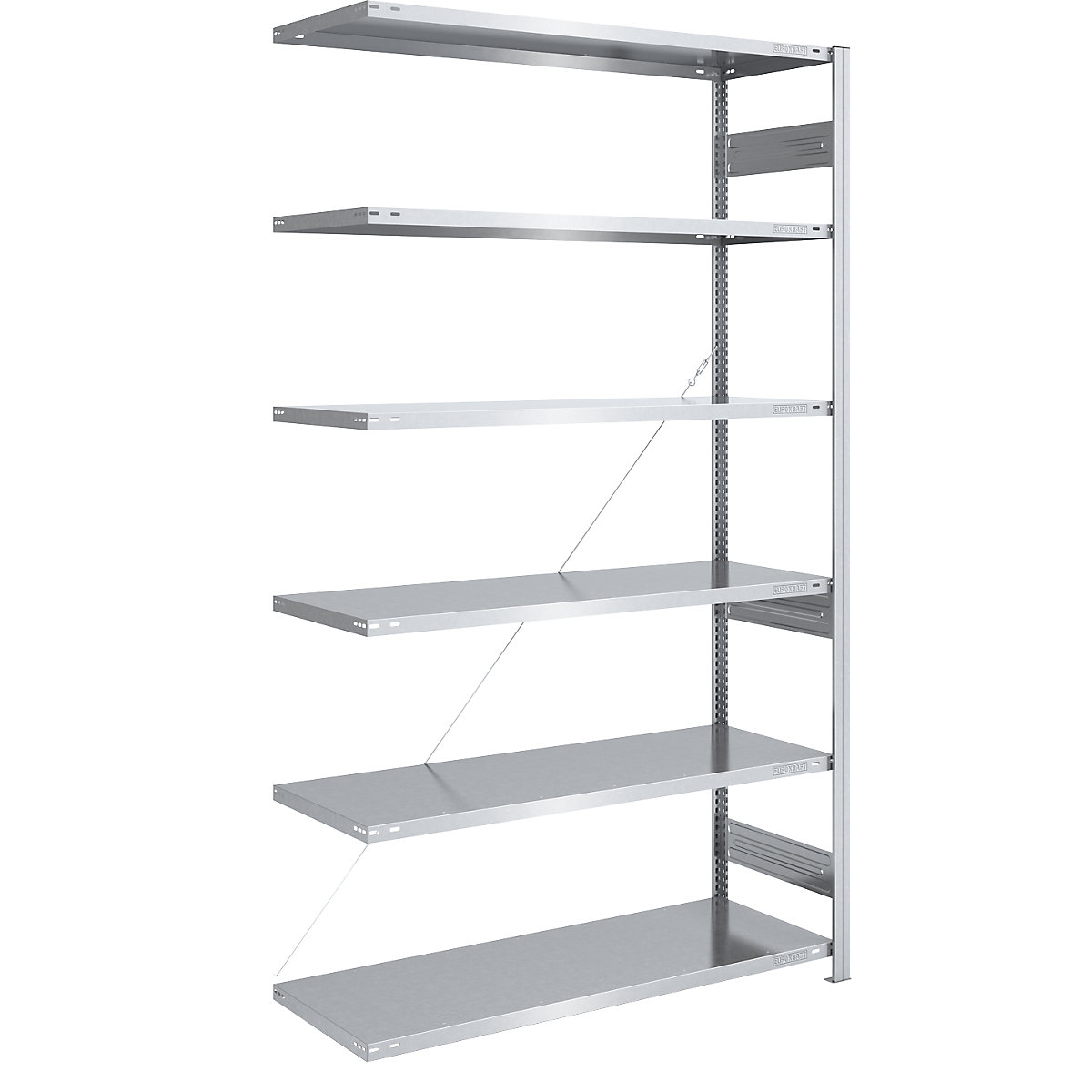 Regał wtykowy do dużych obciążeń, ocynkowany – eurokraft pro, wys. regału 2500 mm, regał dodatkowy, szer. x głęb. 1300 x 600 mm-0