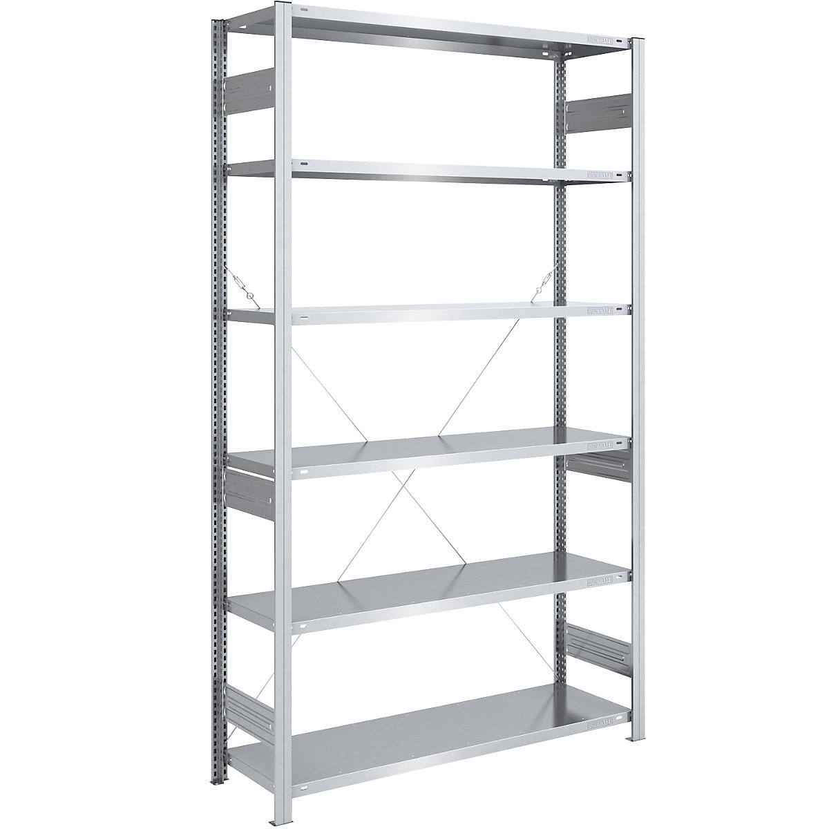 Regał wtykowy do dużych obciążeń, ocynkowany – eurokraft pro, wys. regału 2500 mm, regał podstawowy, szer. x głęb. 1300 x 500 mm-0