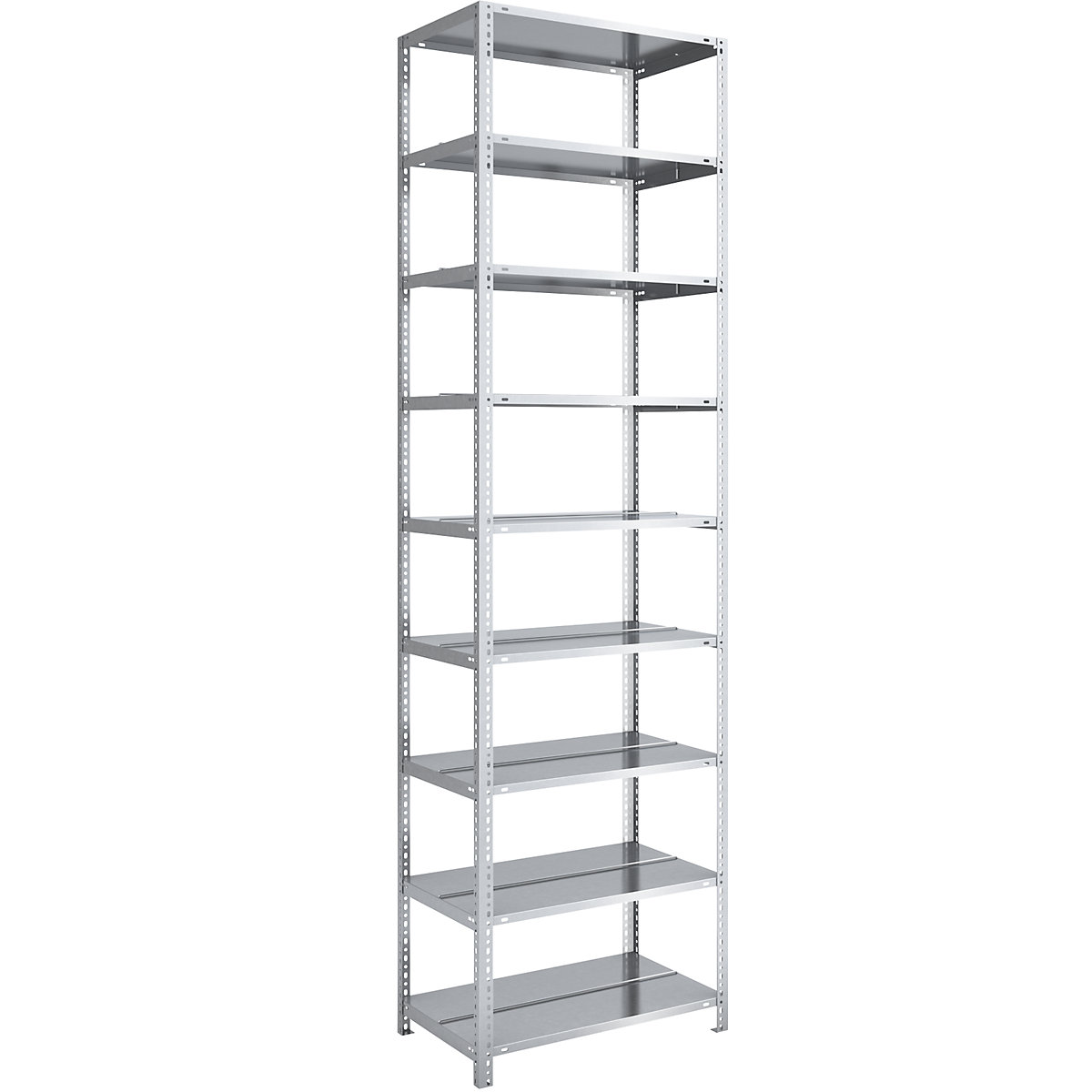 Regał skręcany na akta, ocynkowany – hofe, wys. regału 2900 mm, dwustronne, regał podstawowy, szer. x gł. 750 x 600 mm-0