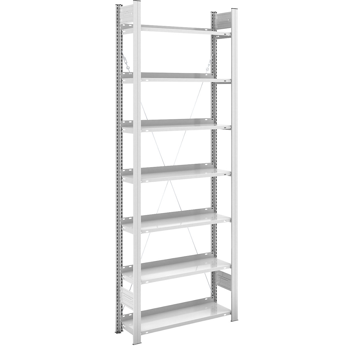 Regał wtykowy na akta, RAL 7035 – hofe, wys. regału 2350 mm, jednostronne, regał podstawowy, szer. x gł. 750 x 300 mm-0