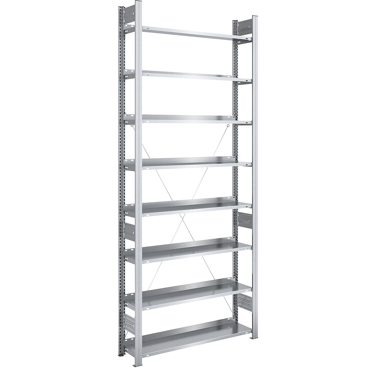 Regał wtykowy na akta, ocynkowany – hofe, wys. regału 2700 mm, jednostronne, regał podstawowy, szer. x gł. 1000 x 300 mm-0