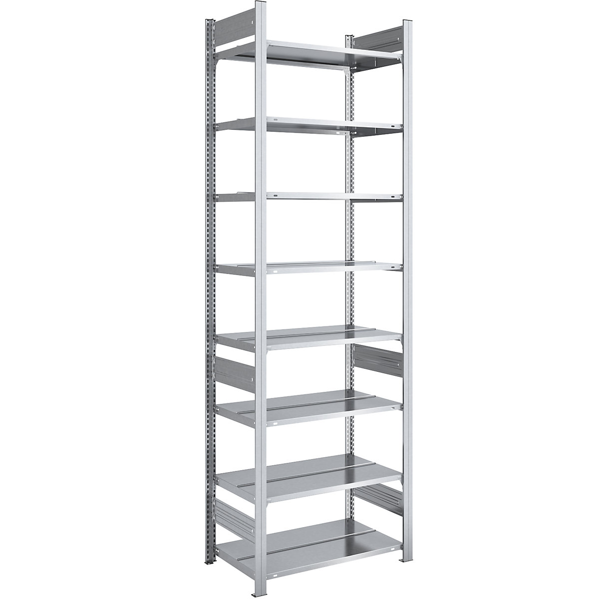 Regał wtykowy na akta, ocynkowany – hofe, wys. regału 2700 mm, dwustronne, regał podstawowy, szer. x gł. 750 x 600 mm-0