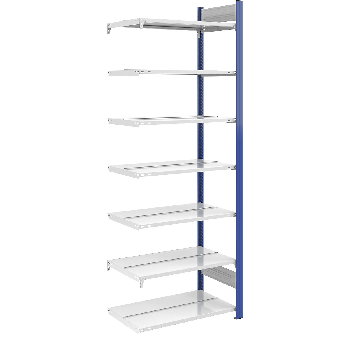 Wtykowy regał na segregatory – hofe, dwustronny, wys. 2350 mm, szer. x głęb. 750 x 600 mm, regał dodatk., niebieski / szary-0