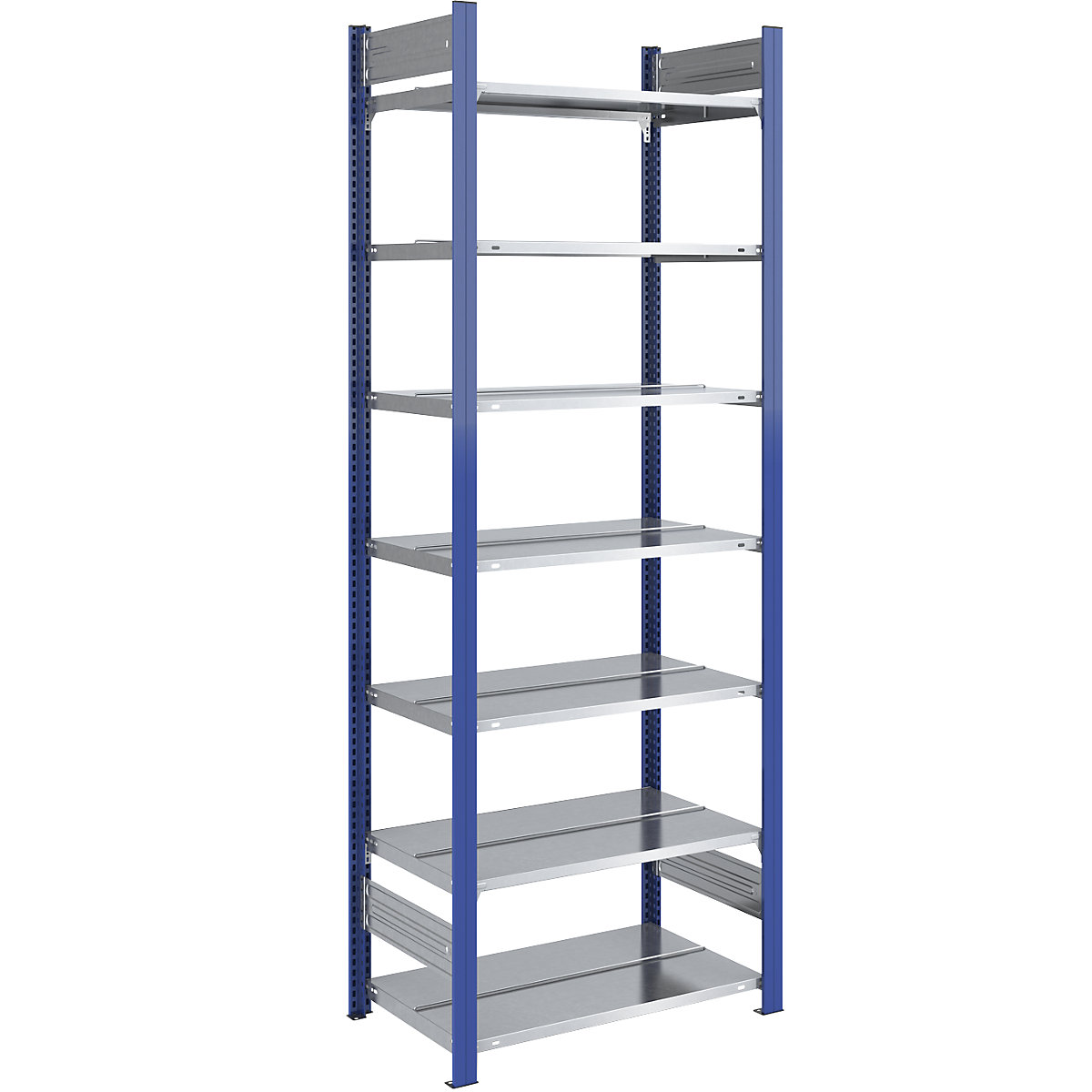 Wtykowy regał na segregatory – hofe, dwustronny, wys. 2350 mm, szer. x głęb. 750 x 600 mm, regał podst., niebieski / ocynkowany-0