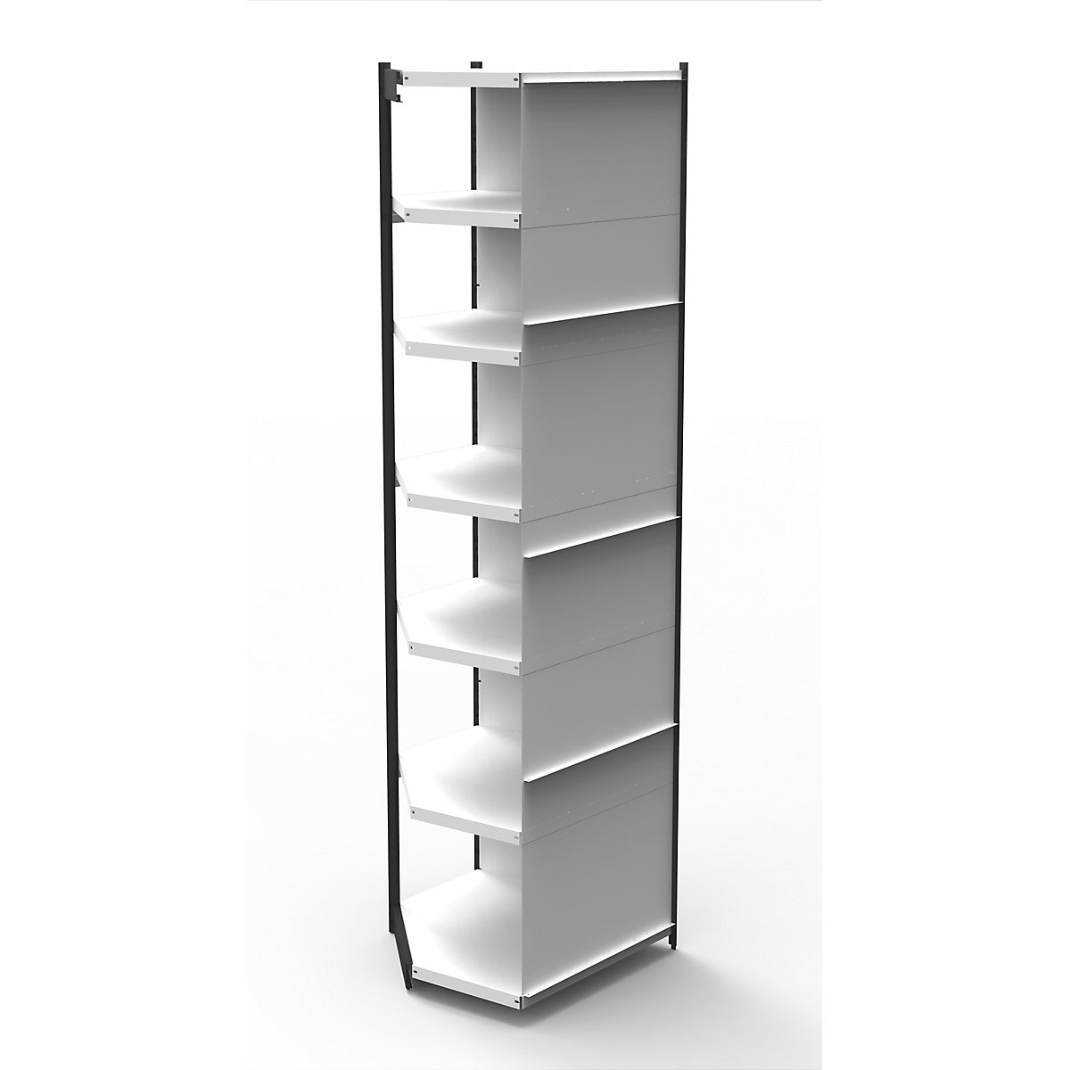 Biurowy system regałów, ze ścianką tylną, wys. regału 2600 mm, narożny regał dodatkowy, szer. x gł. 670 x 300 mm-0