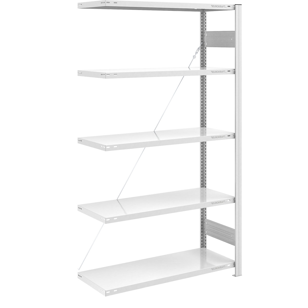Magazynowy regał wtykowy, RAL 7035, konstrukcja średnio ciężka – eurokraft pro, wys. regału 2000 mm, regał dodatkowy, szer. x gł. 1000 x 500 mm-0