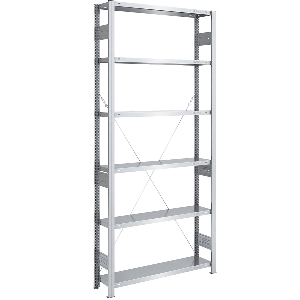 Magazynowy regał wtykowy, ocynkowany, konstrukcja średnio ciężka – eurokraft pro, wys. regału 2500 mm, regał podstawowy, szer. x gł. 1000 x 300 mm-0