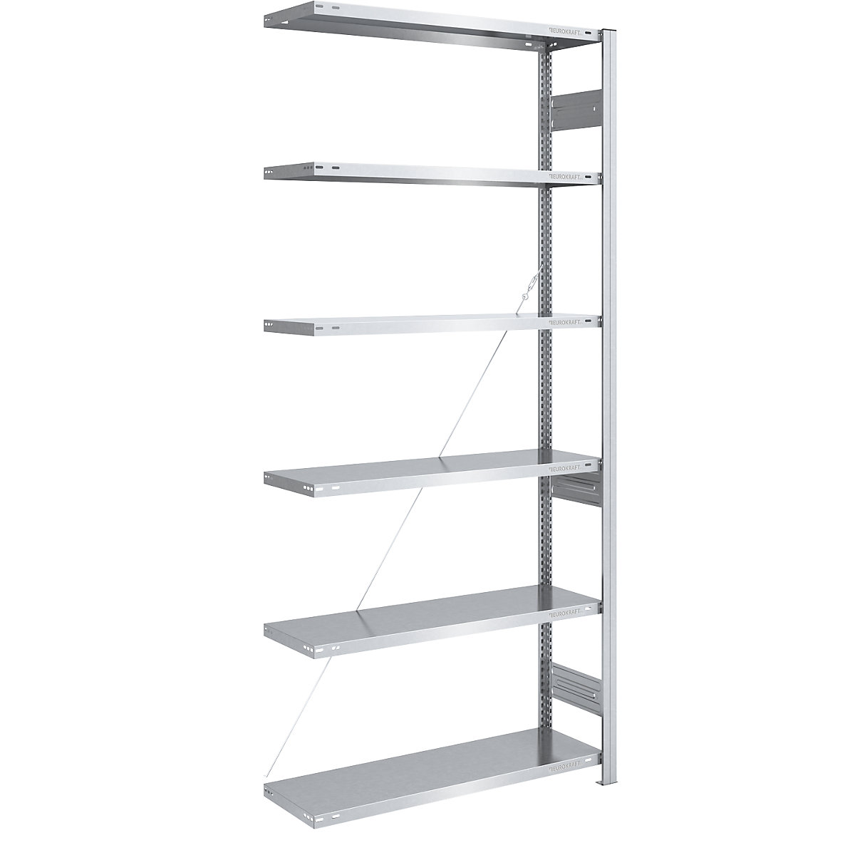 Magazynowy regał wtykowy, ocynkowany, konstrukcja średnio ciężka – eurokraft pro, wys. regału 2500 mm, regał dodatkowy, szer. x gł. 1000 x 400 mm-0