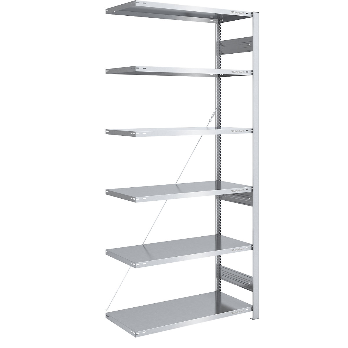 Magazynowy regał wtykowy, ocynkowany, konstrukcja średnio ciężka – eurokraft pro, wys. regału 2500 mm, regał dodatkowy, szer. x gł. 1000 x 600 mm-0