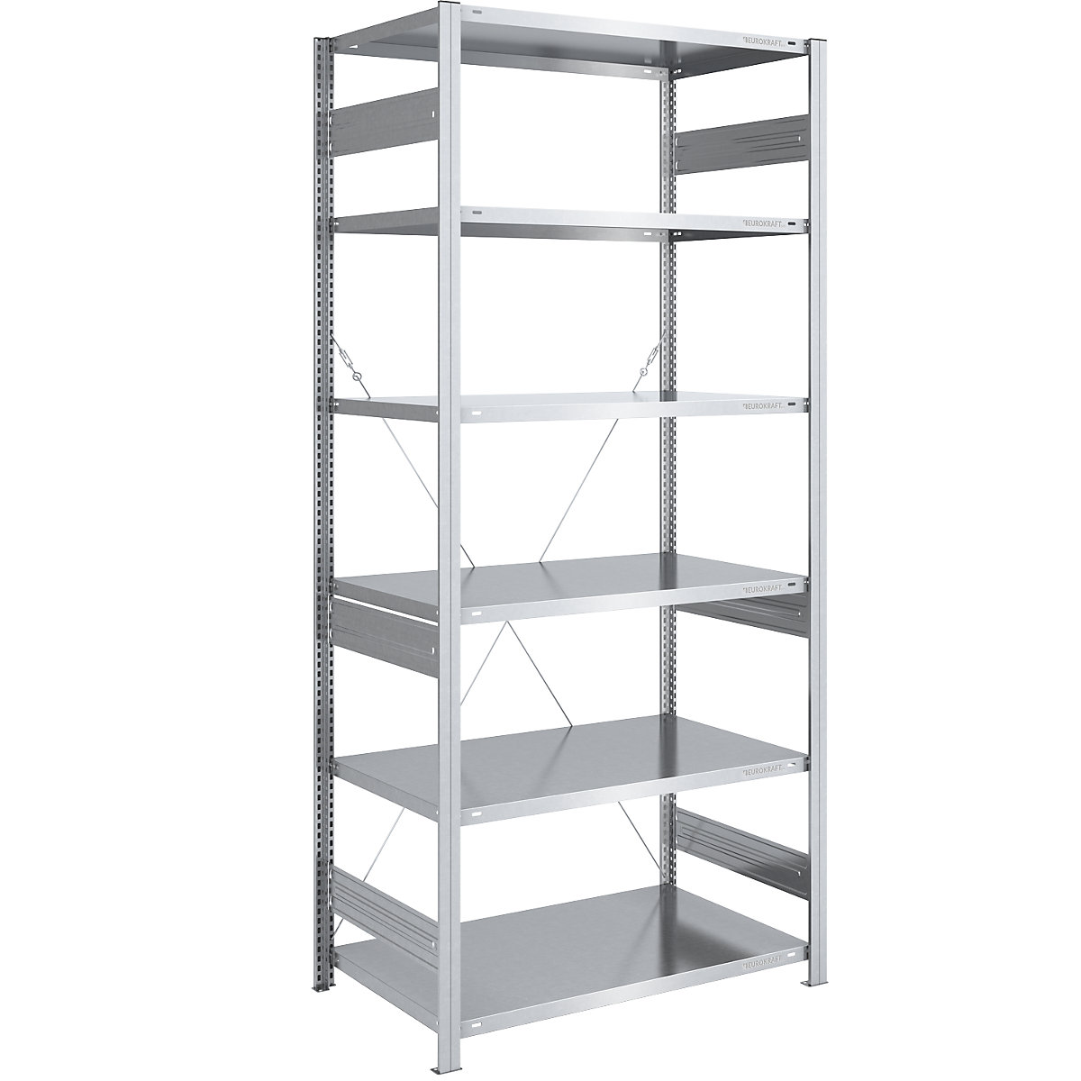 Magazynowy regał wtykowy, ocynkowany, konstrukcja średnio ciężka – eurokraft pro, wys. regału 2500 mm, regał podstawowy, szer. x gł. 1000 x 800 mm-0