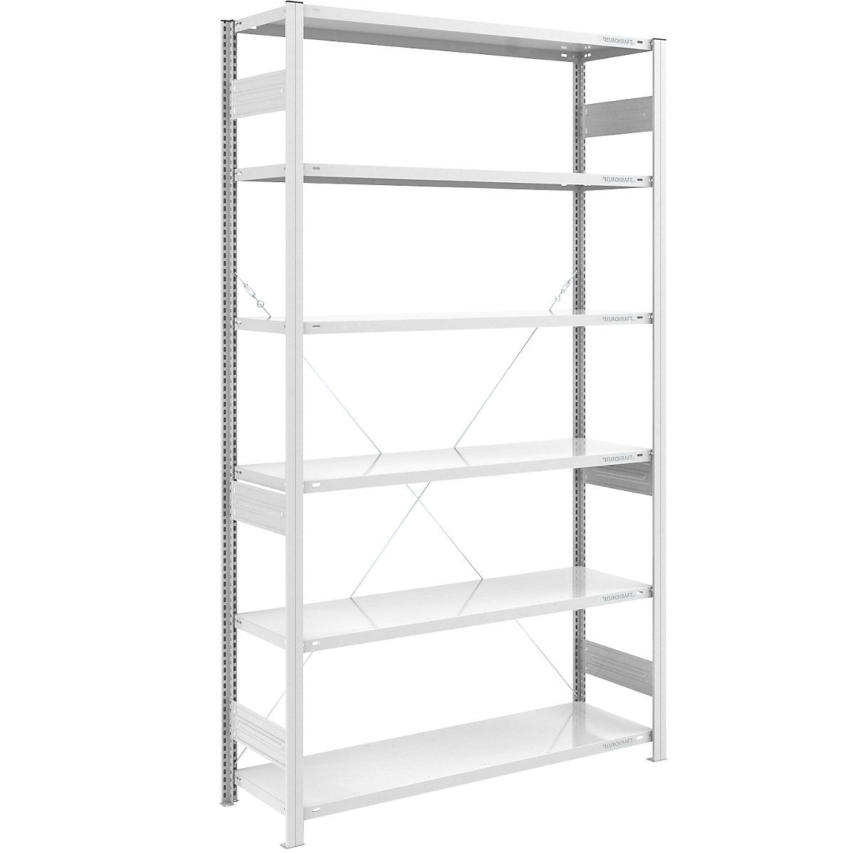 Magazynowy regał wtykowy, ocynkowany, konstrukcja średnio ciężka – eurokraft pro, wys. regału 2000 mm, regał podstawowy, szer. x gł. 1300 x 500 mm-64