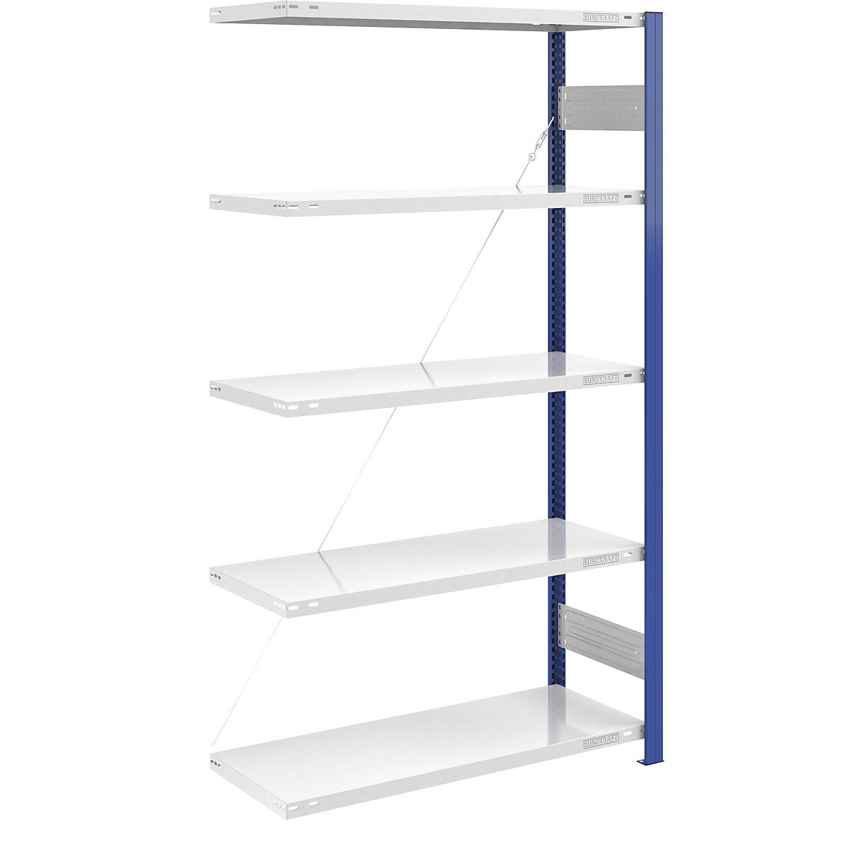 Magazynowy regał wtykowy, stojak regałowy, niebieski – eurokraft pro, wys. x szer. 2000 x 1000 mm, półka jasnoszary, regał dodatkowy, gł. 500 mm-0