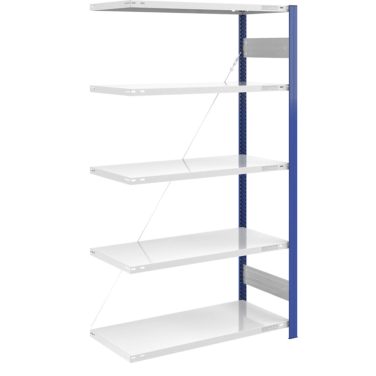 Magazynowy regał wtykowy, stojak regałowy, niebieski – eurokraft pro, wys. x szer. 2000 x 1000 mm, półka jasnoszary, regał dodatkowy, gł. 600 mm-0