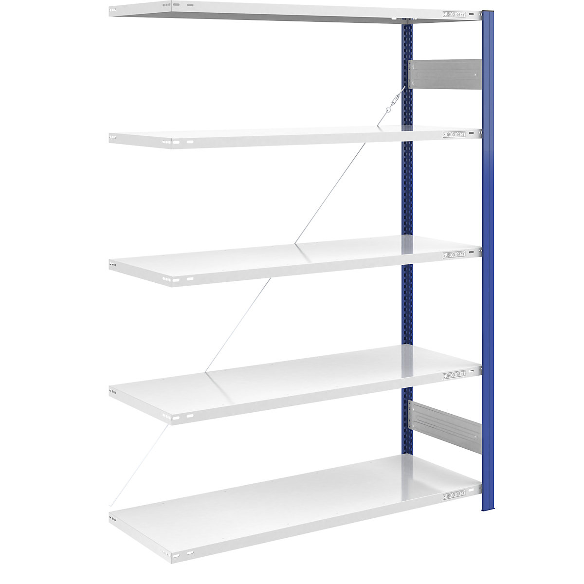 Magazynowy regał wtykowy, stojak regałowy, niebieski – eurokraft pro, wys. x szer. 2000 x 1300 mm, półka jasnoszary, regał dodatkowy, gł. 600 mm-0
