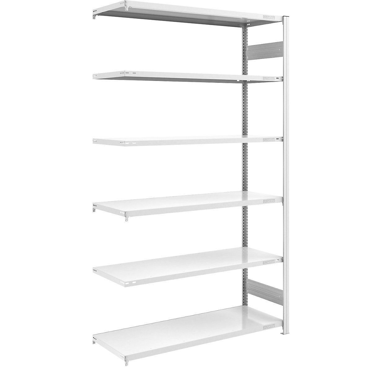 Magazynowy regał wtykowy, szary – eurokraft pro, wys. x szer. 2500 x 1300 mm, z 6 półkami stalowymi, regał dodatkowy, nośność półki 190 kg, głęb. 600 mm-0