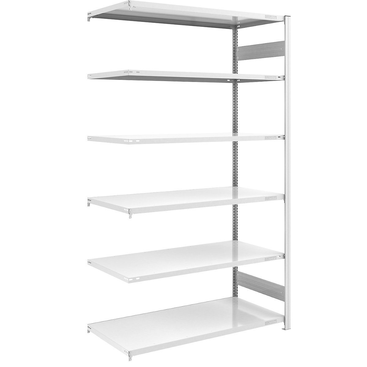 Magazynowy regał wtykowy, szary – eurokraft pro, wys. x szer. 2500 x 1300 mm, z 6 półkami stalowymi, regał dodatkowy, nośność półki 190 kg, głęb. 800 mm-0