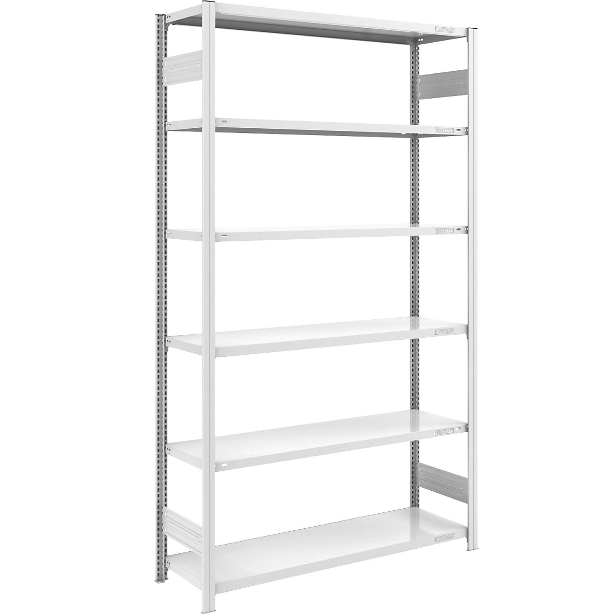 Magazynowy regał wtykowy, szary – eurokraft pro, wys. x szer. 2500 x 1300 mm, z 6 półkami stalowymi, regał podstawowy, nośność półki 185 kg, głęb. 500 mm-0