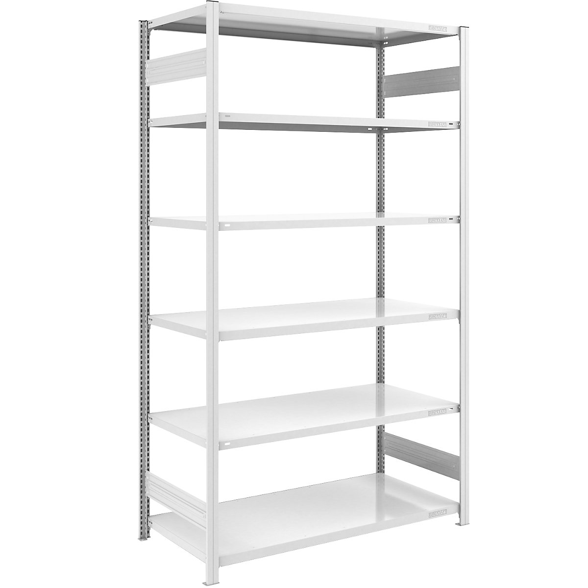 Magazynowy regał wtykowy, szary – eurokraft pro, wys. x szer. 2500 x 1300 mm, z 6 półkami stalowymi, regał podstawowy, nośność półki 190 kg, głęb. 800 mm-0