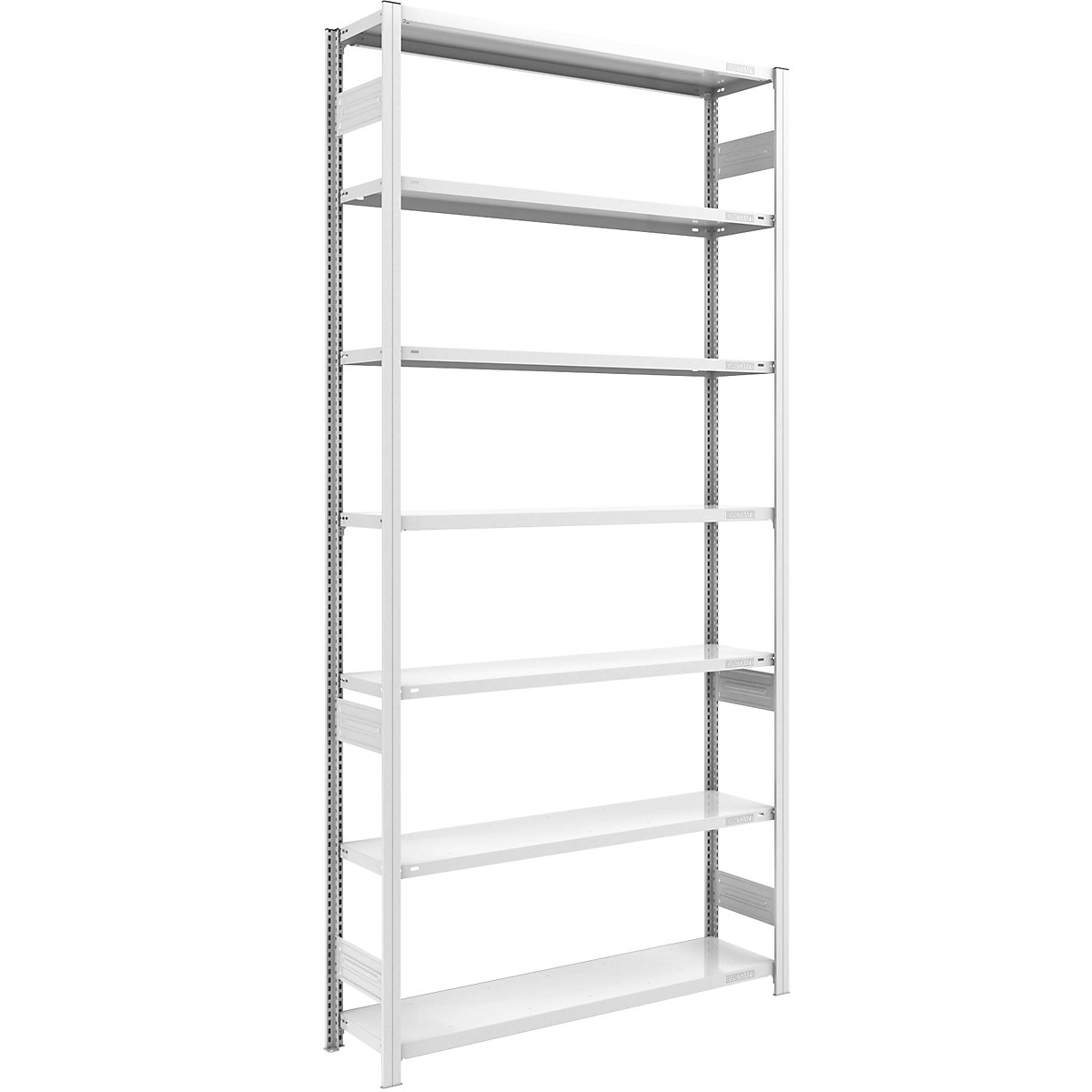 Magazynowy regał wtykowy, szary – eurokraft pro, wys. x szer. 3000 x 1300 mm, z 7 półkami stalowymi, regał podstawowy, nośność półki 180 kg, głęb. 400 mm-0