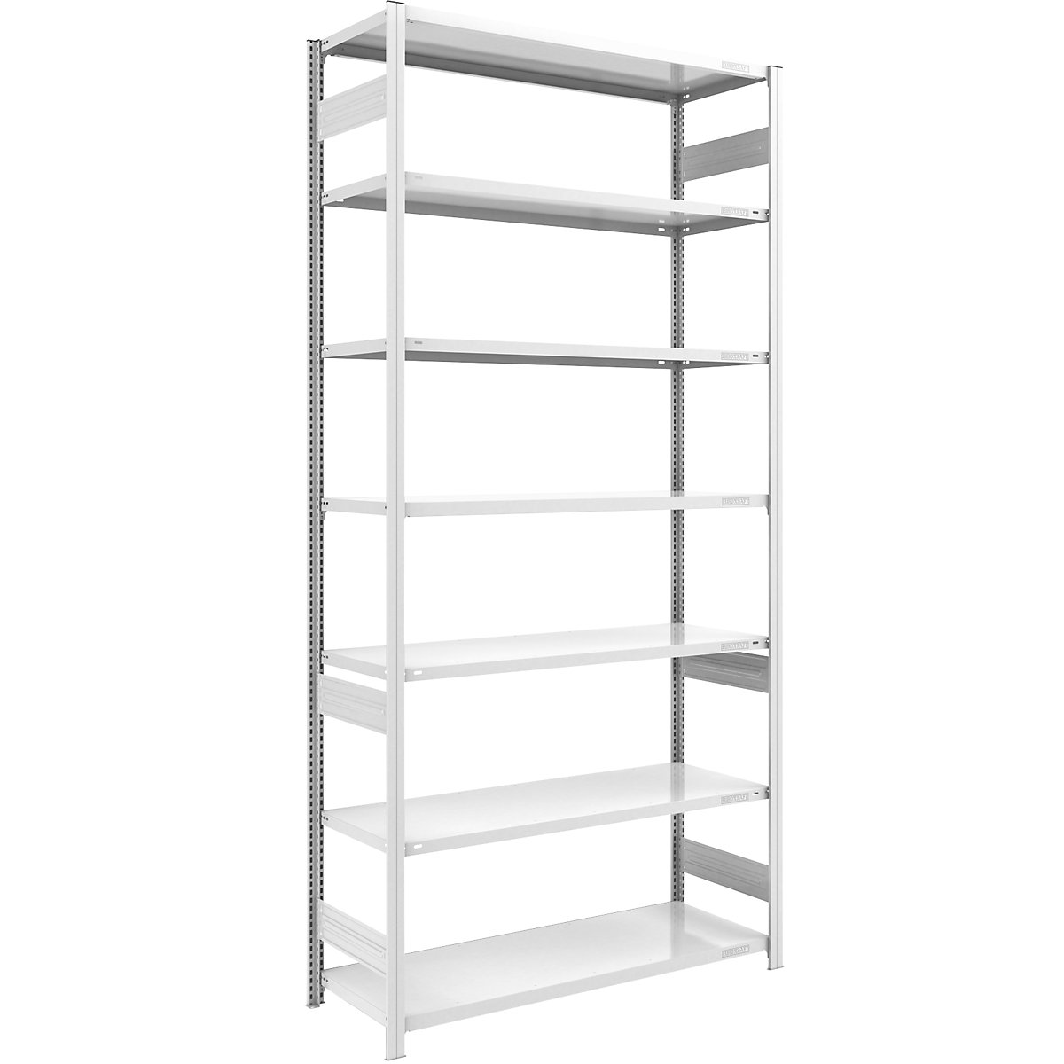 Magazynowy regał wtykowy, szary – eurokraft pro, wys. x szer. 3000 x 1300 mm, z 7 półkami stalowymi, regał podstawowy, nośność półki 190 kg, głęb. 600 mm-0
