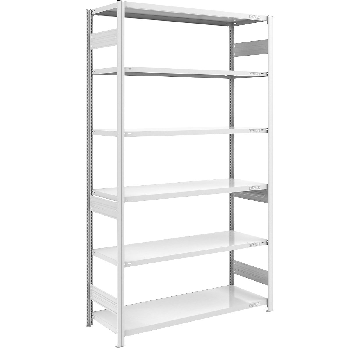 Magazynowy regał wtykowy, szary – eurokraft pro, wys. x szer. 2500 x 1300 mm, z 6 półkami stalowymi, regał podstawowy, nośność półki 240 kg, głęb. 600 mm-0