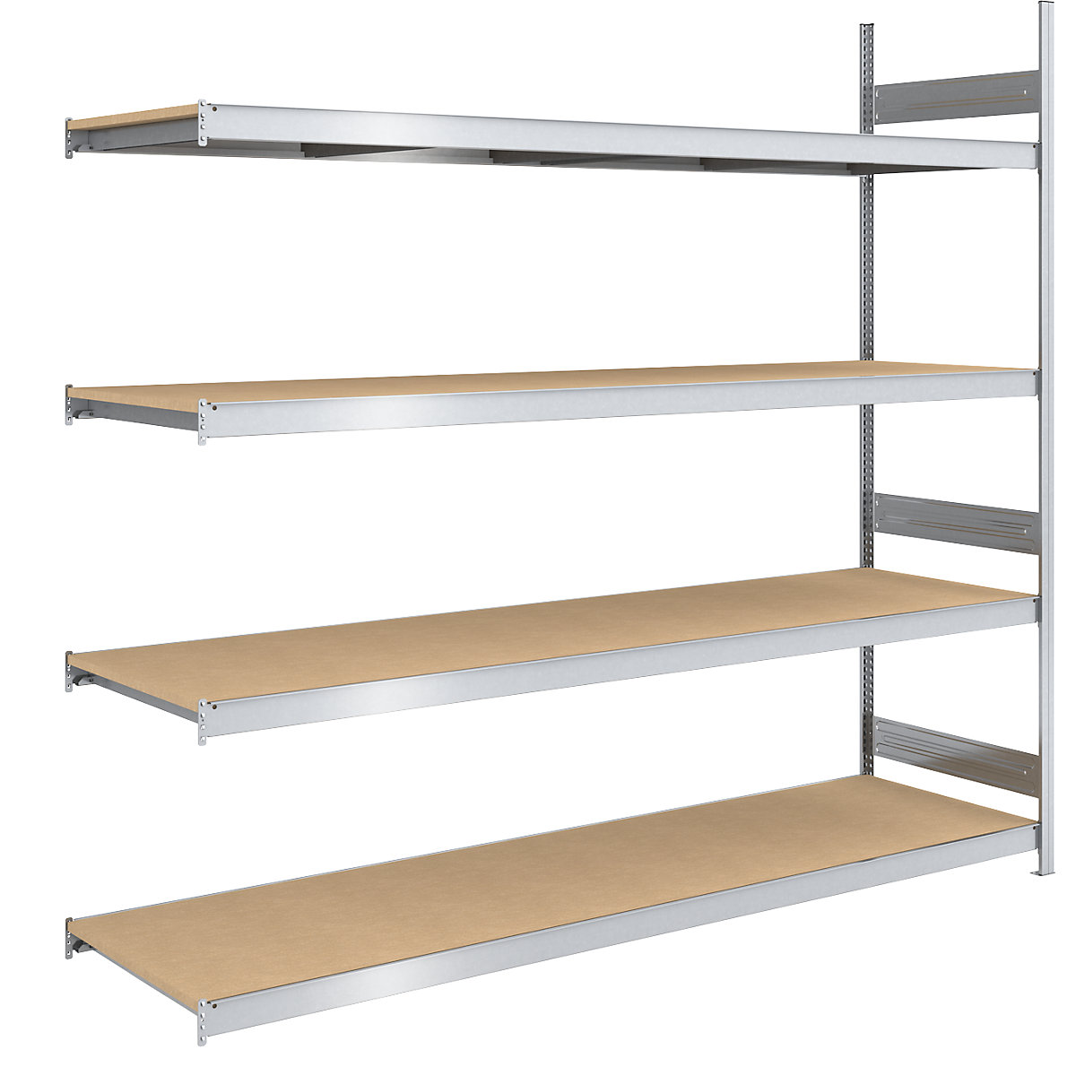 Regał wtykowy o dużej pojemności z półkami z płyty wiórowej – hofe, wys. 2500 mm, szer. 2500 (2 x 1250) mm, nośność przęsła 1750 kg, gł. 800 mm, regał dodatkowy-0