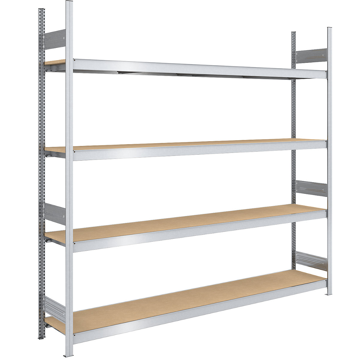 Regał wtykowy o dużej pojemności z półkami z płyty wiórowej – hofe, wys. 2500 mm, szer. 2500 (2 x 1250) mm, nośność przęsła 1750 kg, gł. 500 mm, regał podstawowy-0