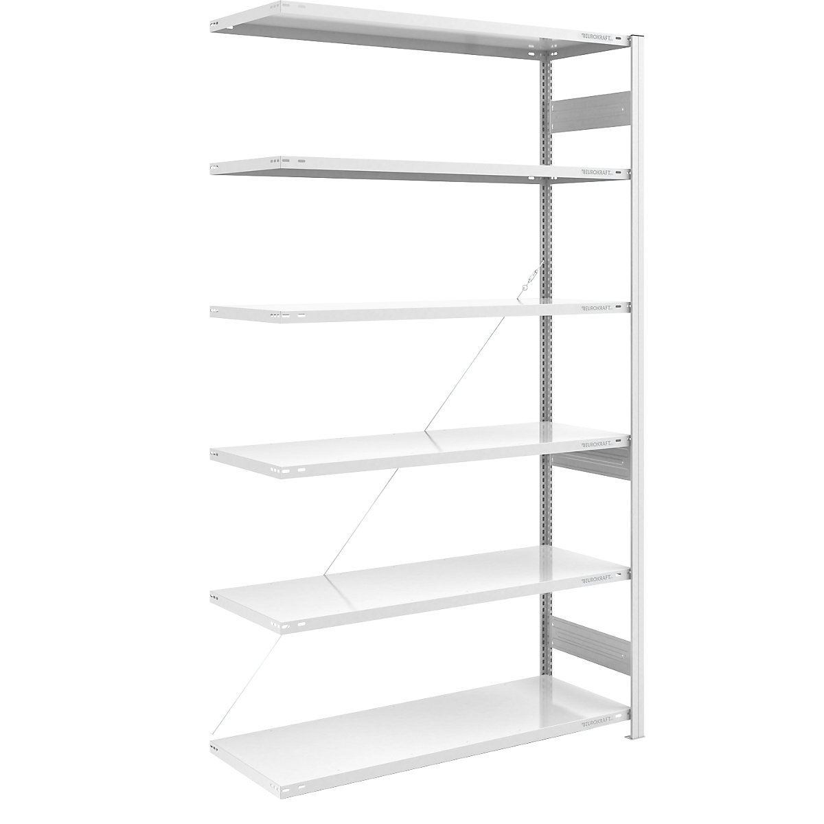 Regał wtykowy o dużych rozmiarach, RAL 7035 – eurokraft pro, wys. regału 2500 mm, nośność przęsła 2500 kg, regał dodatkowy, szer. x gł. 1300 x 600 mm-0