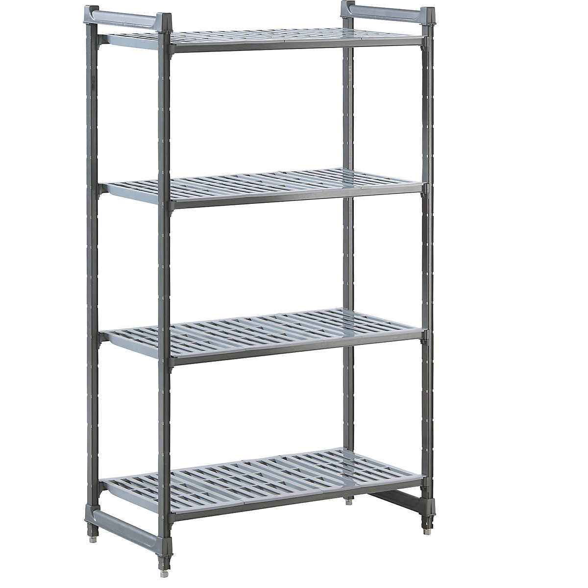 System regałów wtykowych z tworzywa, szer. półki x głęb. 990 x 540 mm, regał podst., szer. 1070 mm, półka ze szczelinami-0