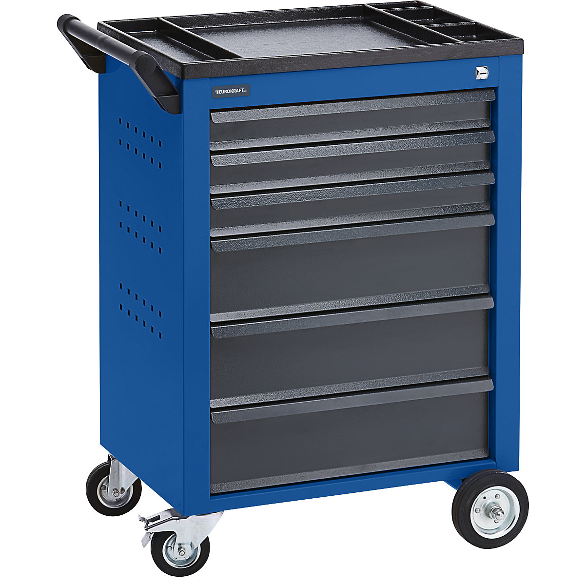 Szerszámkocsi – eurokraft pro, 6 külön reteszelhető fiók, ma x szé x mé 930 x 630 x 410 mm, kék-0