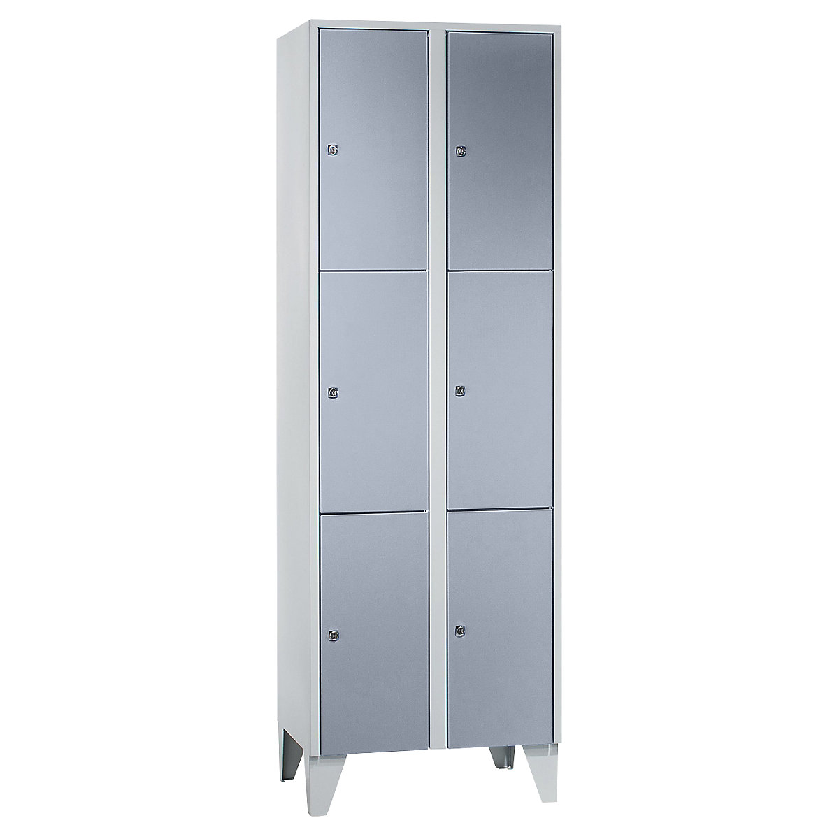 Szafka ze schowkami München, 3 schowki na przedział – Wolf, 2 przedziały, szer. 600 mm, srebrno-szara-0