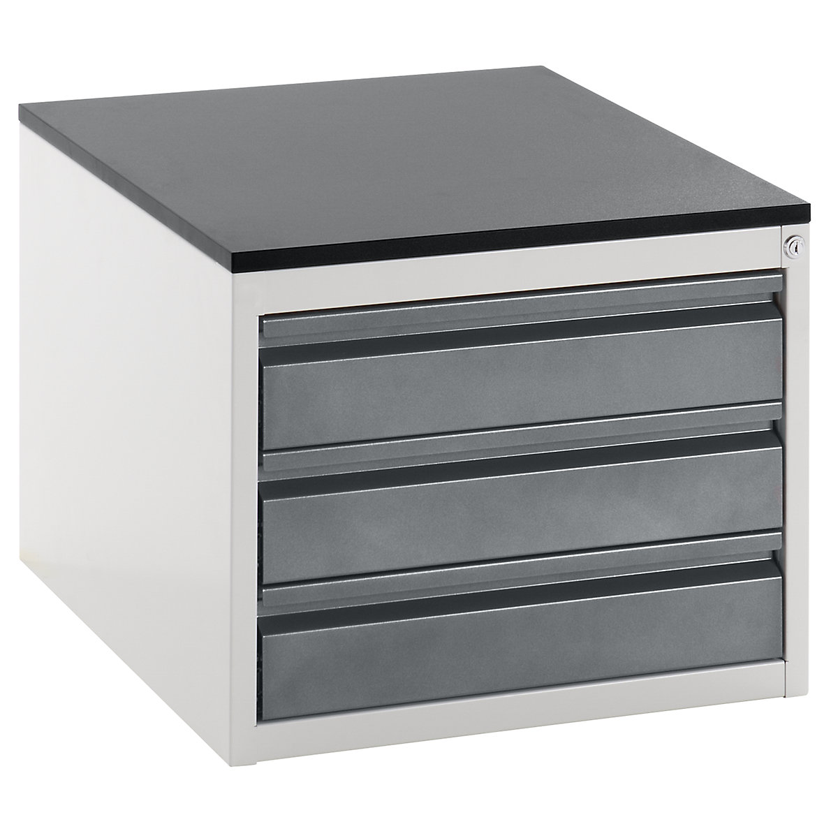 Szafka z szufladami na prowadnicach teleskopowych – RAU, wys. 460 mm, szuflady 3 x 120 mm, jasnoszary / antracytowy metallic, szer. 580 mm-0
