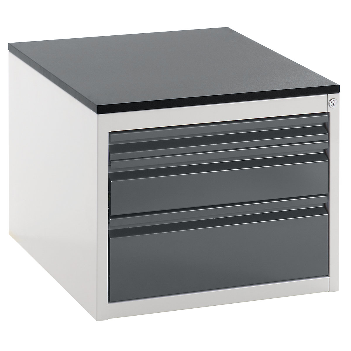 Szafka z szufladami na prowadnicach teleskopowych – RAU, wys. 460 mm, szuflady 1 x 60, 1 x 120, 1 x 180 mm, jasnoszary / antracytowy metallic, szer. 580 mm-0
