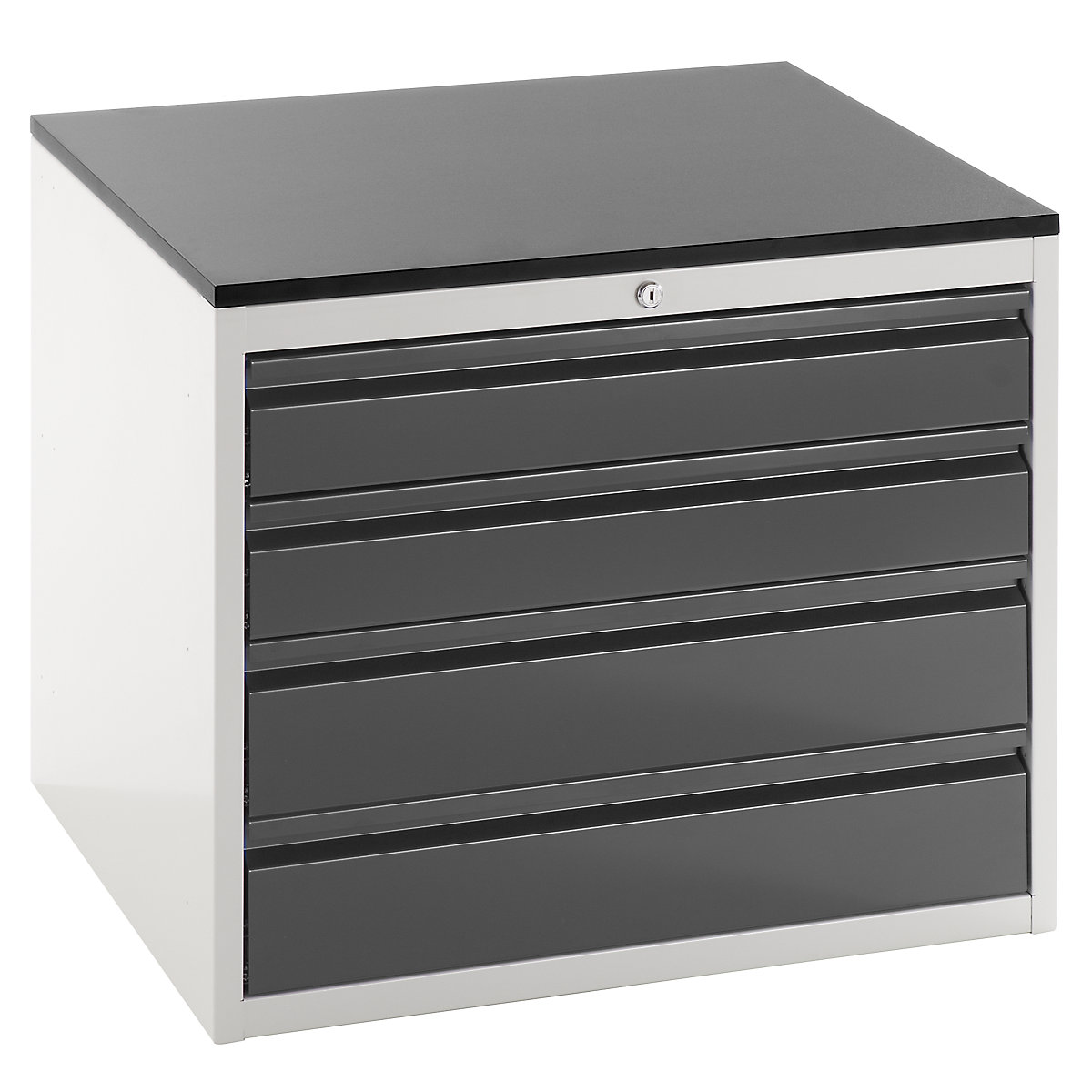 Szafka z szufladami na prowadnicach teleskopowych – RAU, wys. 640 mm, szuflady 2 x 120, 2 x 150 mm, jasnoszary / antracytowy, szer. 770 mm-0