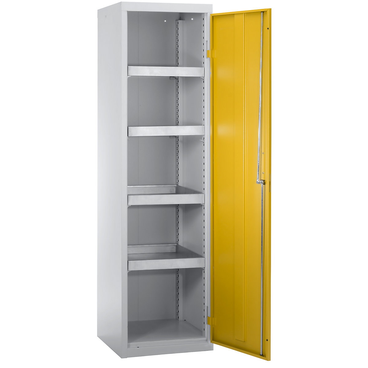 Szafa ekologiczna bez perforacji w drzwiach, wys. x szer. x głęb. 1800 x 500 x 500 mm, 4 półki wannowe, jasnoszary / żółty-sygnałowy-0