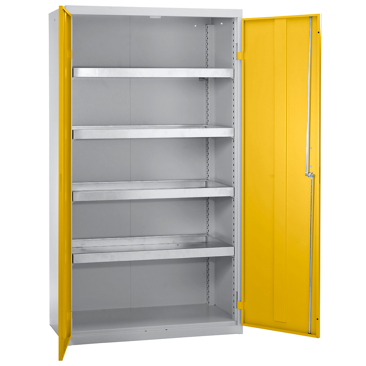 Szafa ekologiczna bez perforacji w drzwiach, wys. x szer. x głęb. 1800 x 1000 x 500 mm, 4 półki wannowe, jasnoszary / żółty-sygnałowy-0