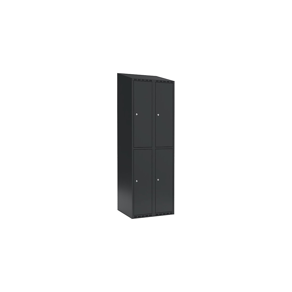 Dwupoziomowa szafka Fydor, 2 przedziały, szara, szer. 600 mm, 2 przedziały, spadzista góra, zamek bębenkowy-0