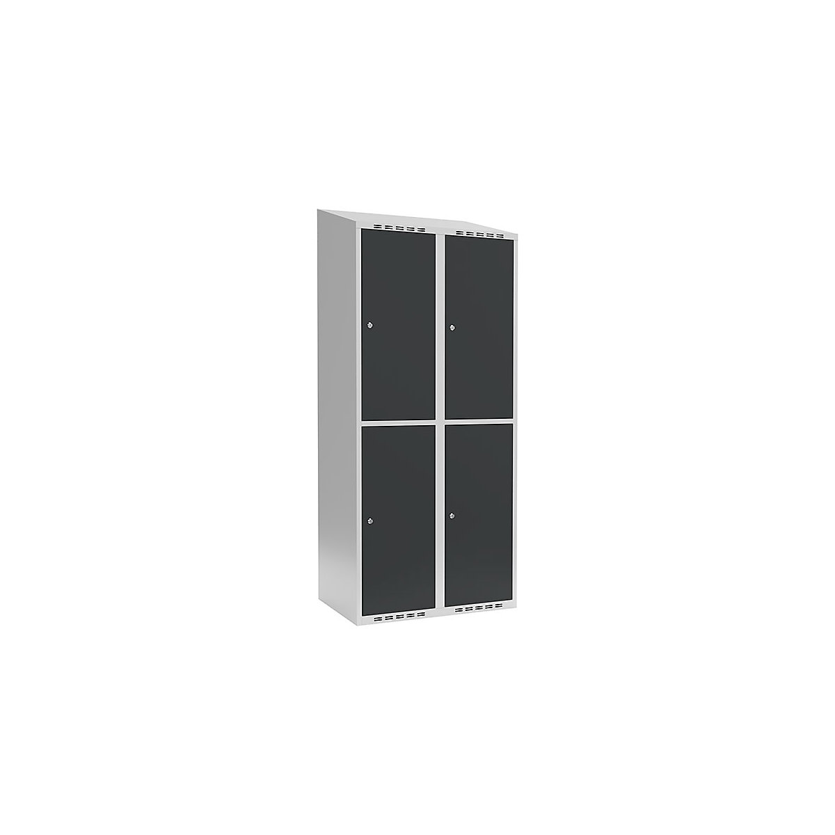 Dwupoziomowa szafka Fydor, 2 przedziały, jasnoszara / szara, szer. 800 mm, 2 przedziały, spadzista góra, zamek bębenkowy-0