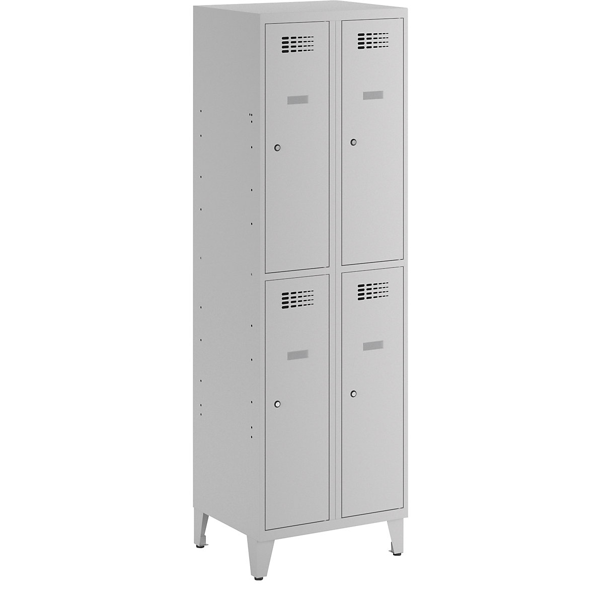 Dwupoziomowa szafka Suwalki, 2 przedziały, jasnoszara, szer. 600 mm, z nóżkami-0