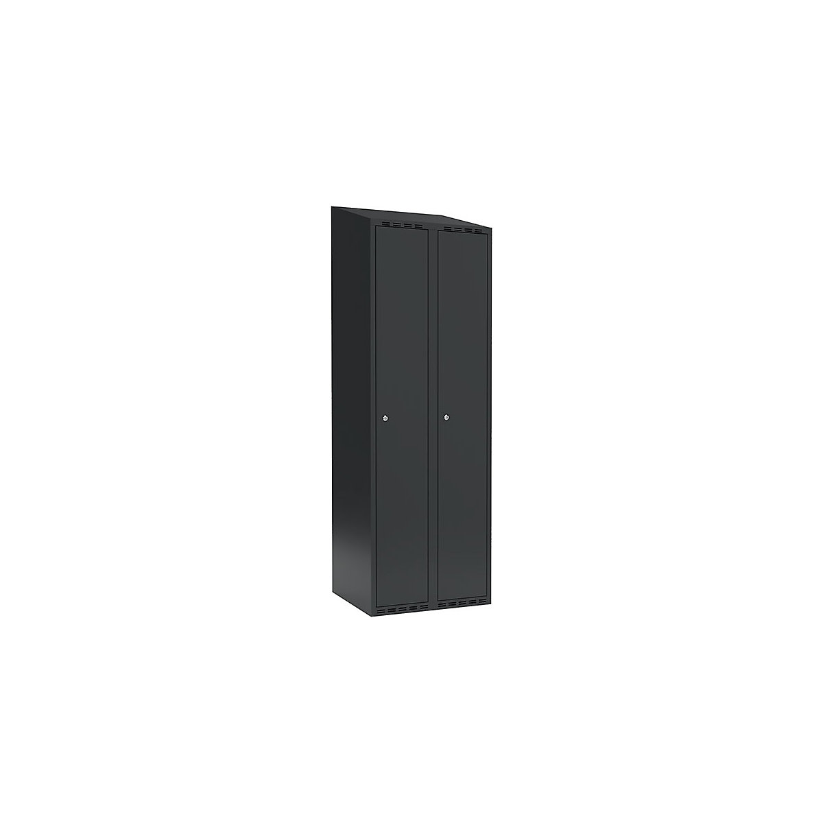 Szafka Fydor, 2 przedziały, szara, szer. 600 mm, 2 przedziały, spadzista góra, zamek bębenkowy-0